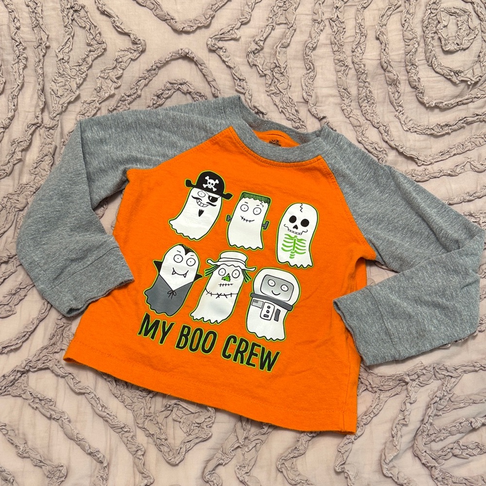 Gray and Orange Kids 'My Boo Crew' Long Sleeve Tee